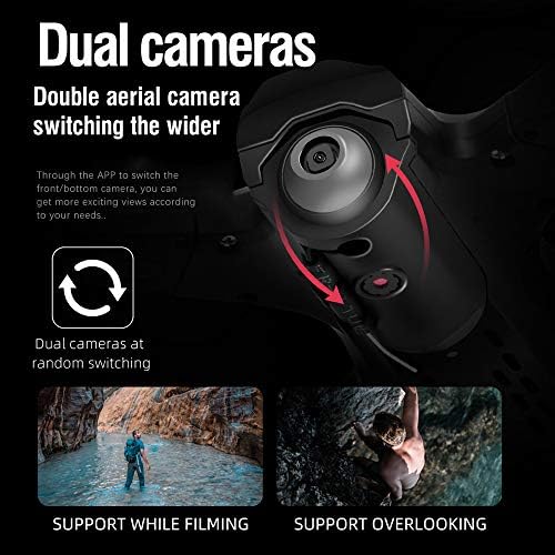GOOLRC RC Drone com câmera dupla para adultos, câmera 4K HD WiFi FPV Drone, Quadcopter RC dobrável com modo sem cabeça, altitude