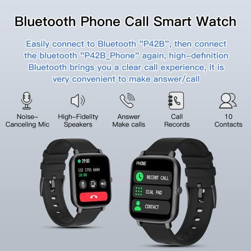 Dois chamadas de discagem/recebimento de relógio inteligente, Fitness Tracker 1.7 '' Smartwatch para homens com texto/chamado/freqüência