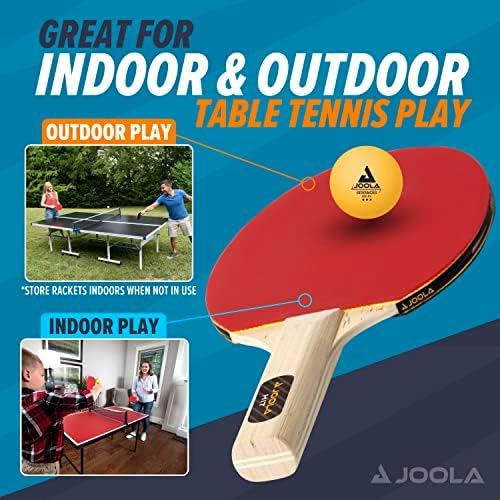 Joola Ping Pong Pontdle com pingue -pongue e estojo de transporte - conjunto de 4 ou conjunto de tênis de 2 tênis - raquetes