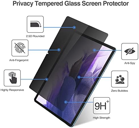 Protetores de tela Procase pacote com protetor de tela de privacidade para Galaxy Tab S7 FE 2021 / Galaxy Tab S7 Plus 2020