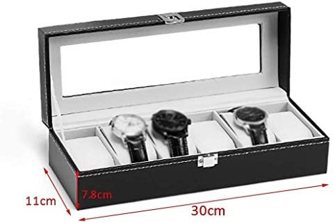 Caixa de relógio Tyxl PU camurça de camurça de couro preto jóias de berço de vidro capa de vidro Countra de vitrine