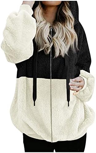 Casaco de inverno feminino de foviguo, pulôver de manga longa de tamanho grande para feminino casual de inverno Fuzzy Fuzystring Pullover