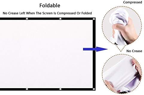Tela do projetor de espessura, 120/150 polegadas 16: 9, tela de projeção branca portátil dobrável Polyester Outdoor Home theater