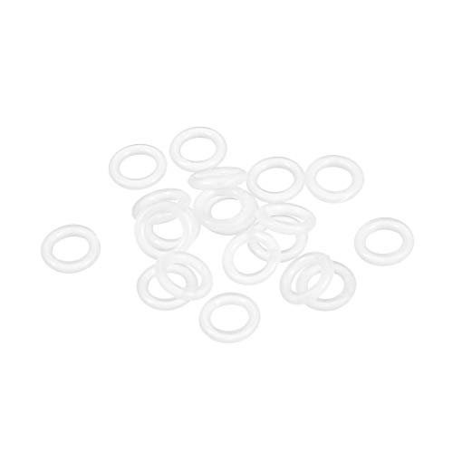 Uxcell Silicone O-ring, 9mm OD, 5mm ID, 2mm de largura, vedação VMQ Junta, branca, pacote de 20