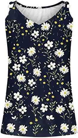 Tampo da moda feminina Tamas vistos de estampa floral de pescoço blusa sem mangas 2023 camisas de férias de verão