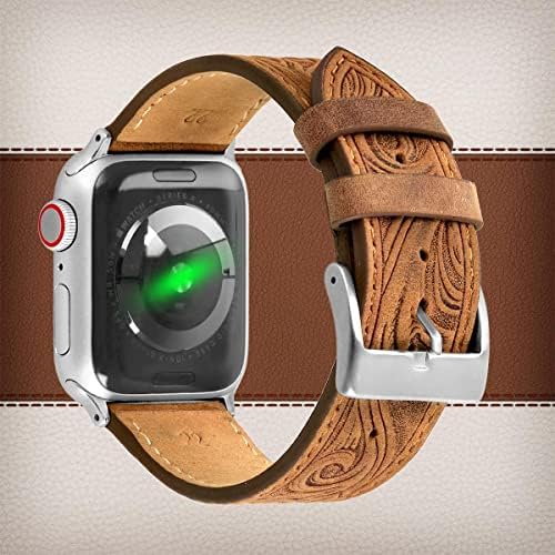 Falandi for Leather Apple Watch Band 41/40/38 mm, pulseira de reposição de estilo ocidental retro girassol para iwatch Men Women