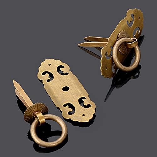 2PCS Móveis de estilo chinês vintage trava trava de trava hardware de bronze knockers de bronze maçaneta da porta da porta e botões