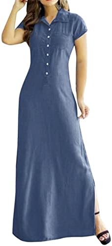 Trafue feminino vestido de camisa feminina pescoço bolso de bolso grande saia balanço de tamanho grande vestido de jeans casual ciao vestido