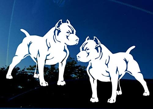 Adesivo de decalque pitbull - Tamanho de cada cachorro 5,5 x 5 polegadas - esquerda e direita - eu amo minha imagem de espelho de pit