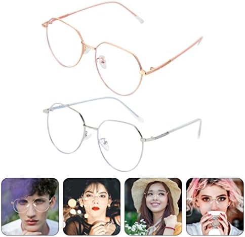 Óculos leves azuis da Healvian 2pcs Óculos clássicos de óculos claros lentes claras lentes não metal óculos retro óculos