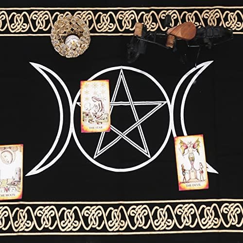 Consignadores indianos 3 em 1 altar pano pentagrama triqueta tripla lua longa toalha de mesa
