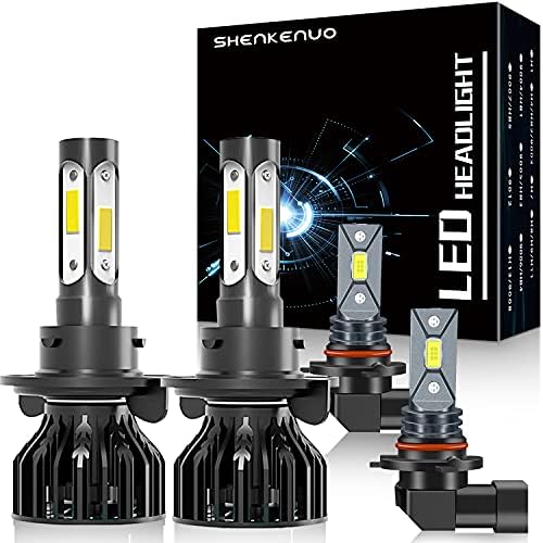 Shenkenuo Fit for Ford F-250 F-350 (2005-2020 9008/H13 Bulbos de faróis de feixe alto/baixo de feixe alto +9145/9140 lâmpadas de nevoeiro LED, pacote de 4