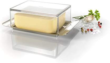 Gefu Butelo Manteiga Prato, Aço Axial, Plástico, 5 cm, 33620, 24 x 24 x 14,5 cm, claro, prata