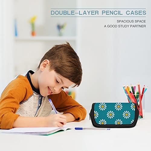 Caixa de lápis boogobing, caixas de lápis fofas para a escola, bolsa de caneta impressa em girassol, saco de maquiagem pequeno, bolsa de lápis com 2 bolsos com zíper, msf15