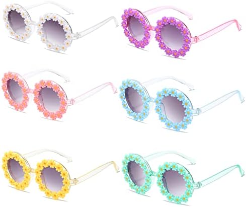 Óculos de sol redondos para meninas em forma de flor Os óculos fofos UV 400 Proteção ao ar livre menino menino Presentes