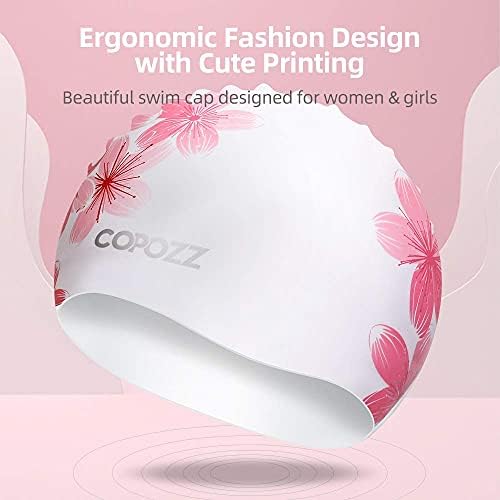 Baice de natação de silicone da COPOZZ para mulheres, protegendo cabelos e orelhas, adequados para mulheres com cabelo comprido para manter o cabelo seco