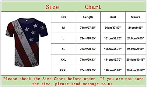 Estrelas e listras impressam camiseta para homens Classic Fit Crewneck Patriótico bandeira dos EUA Top Soldier Short