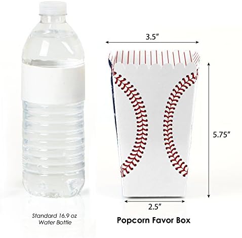 Batter Up - Baseball - Chá de bebê ou festa de aniversário Favor de caixas de tratamento de pipoca - Conjunto de 12