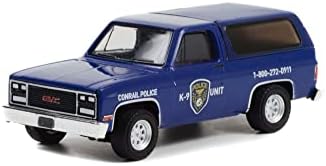 ModelToycars 1990 GMC Jimmy - Unidade da polícia de Conrail K -9, azul escuro - Greenlight 30332/48 - 1/64 Scale Diecast Car