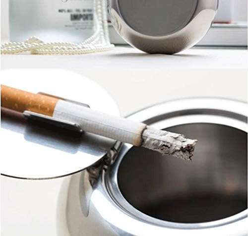 Sjydq cinhtray, aço inoxidável moderno quadro -cinzeiro com tampa, cinzeiro de cigarro para uso interno ou externo, porta -cinzas para fumantes, bandeja de cinzas para fumantes para desktop para decoração de escritório em casa, prata