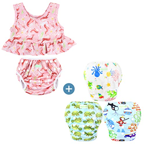 WeGreeco Baby & Toddler Snap Snap One Ajustável Ajuste Reutilabiliza Fresadia de Baby Swim Médio de maiô de menina de menina