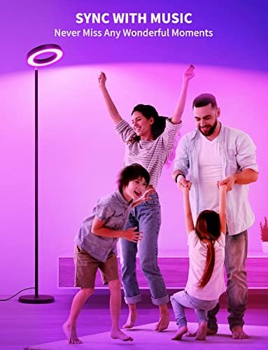 XMCOSY+ Lâmpada de piso, 2400lm SMART RGBW LED LED STANGLE com iluminação moderna de lado duplo, controle de aplicativos Wi-Fi, trabalha com Alexa, 2700k-6400k Alteração de cor Lâmpadas altas para quarto para quarto de estar quarto