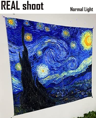 SINSOLEDAD Blacklight Tapestry Starry Night por Van Gogh Wall Art Decor for Bedroom Aesthetic, abstrato Hippie Trippy Wall Hanging UV Reactive Fabric Poster para Decor Decor, 39 x 29 polegadas