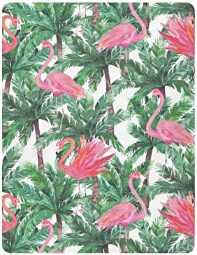 Lençóis de berço ajustados, árvores verdes Flama de berço de flamingo rosa para meninos meninas, Snug ajustada para a