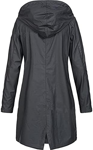 UODSVP Casaco feminino Rain sólido ao ar livre ao ar livre de capa com capuz com casaco comprido à prova de vento