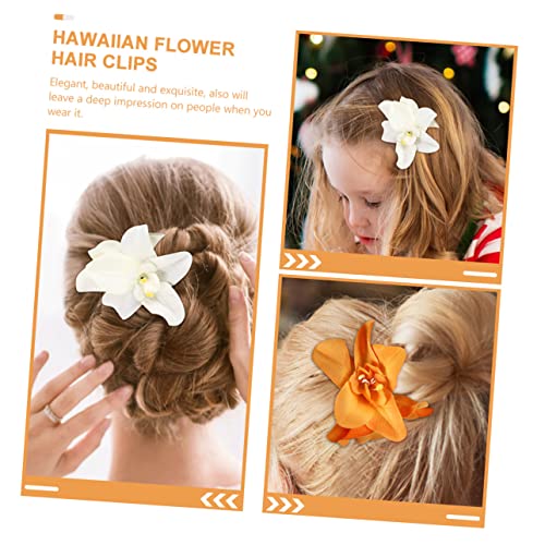 AMOSFUN 12PCS Orchid Hairpin Decoração havaiana Luau Acessórios de cabelo da praia
