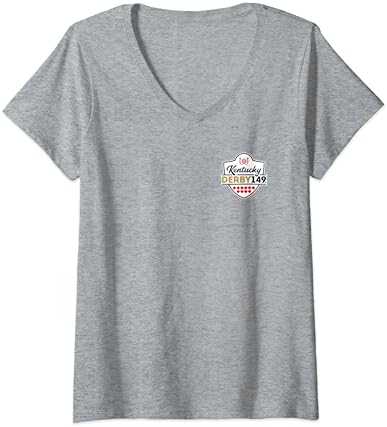 Womens Kentucky Derby Licenciado oficialmente 2023 T-shirt de decote em V Front/Back