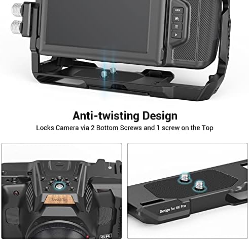 Smallrig Cage Full Compatível com BMPCC 6K Pro apenas para Câmera de Cinema Blackmagic Pocket 6K Pro, trilho da OTAN embutido