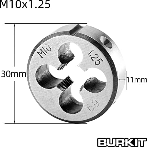 Burkit M10 X 1.25 Toque e Die Conjunto, M10 x 1,25 rosca da máquina Toque e a mão redonda da mão direita