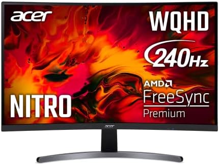 Acer nitro ed271u xbmiipx 27 1000R VA curvo VA WQHD 2560 x 1440 Monitor de jogos | AMD FreeSync Premium | até 240Hz | até 0,5ms | DisplayHdr400 | 95% Srgb | 1 x Porta de exibição e 2 x Hdmi 2.0 portas