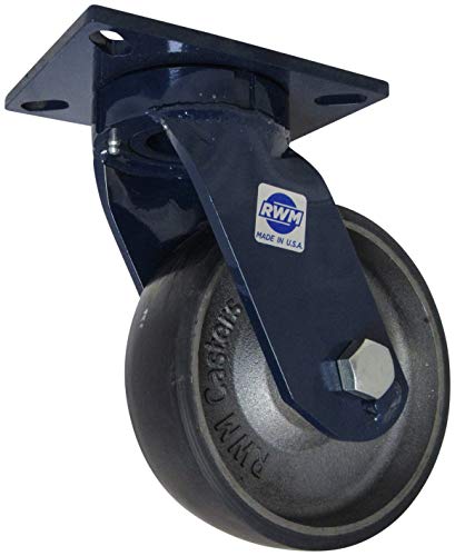 RWM Casters-76-UIR-0825-S 76 Série Caster de placa, giro, sem kingpin, uretano na roda de ferro, rolamento de rolos,