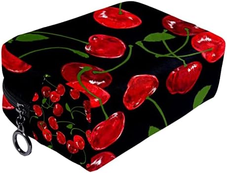 Tbouobt Bolsa cosmética para mulheres, bolsas de maquiagem Bolsa de higiene pessoal espaçosa Bolsa de viagem Gift, Red Fruit Cherry Pattern Modern