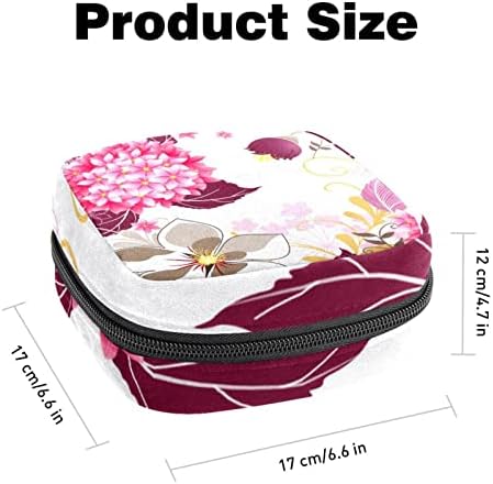 Bolsa de armazenamento de guardanapos sanitários de Oryuekan, bolsas de zíper menstrual reutilizável portátil, bolsa de armazenamento de tampões para mulheres meninas, hidrangea rosa floral floral vintage