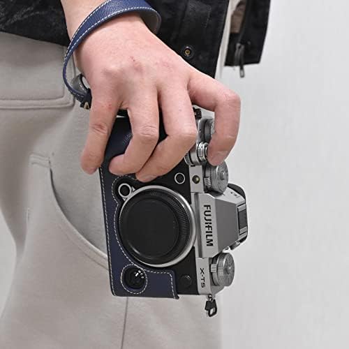 Case de proteção Muziri Kinokoo Compatível para Fuji Xt5/X -T5 Câmera - Câmera de Câmara de Couro PU com correia de mão - Conjunto
