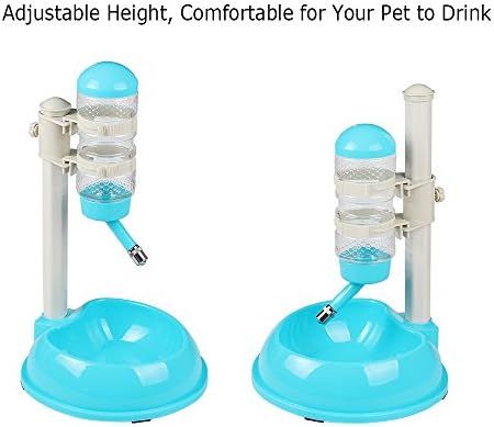 Pawow Pet Dog Cat Automático Automático alimentador de alimentos Botão de tigela Distribuidor em pé com altura do poste destacável Ajuste automaticamente a garrafa de água potável 500ml