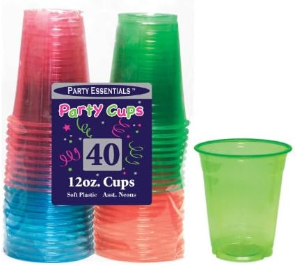 Party Essentials Plástico macio copos de festa/copos de festas, 20 acusações, néon variado