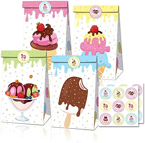 Cosfan 12 Pack Candy Paper Bags Gift Sacos de favor embrulhados com 18 adesivos favores de festa temática e decoração de suprimentos