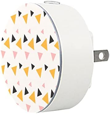 2 Pacote de plug-in Nightlight LED Night Light Memphis Triangle Pattern com sensor do anoitecer para o amanhecer para o quarto de crianças, viveiro, cozinha, corredor