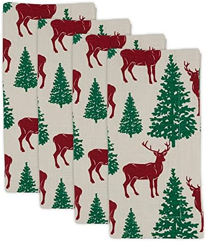Saro Lifestyle Cerf Collection Deer and Christmas Trees Design Table Nudins, 20 , Multi