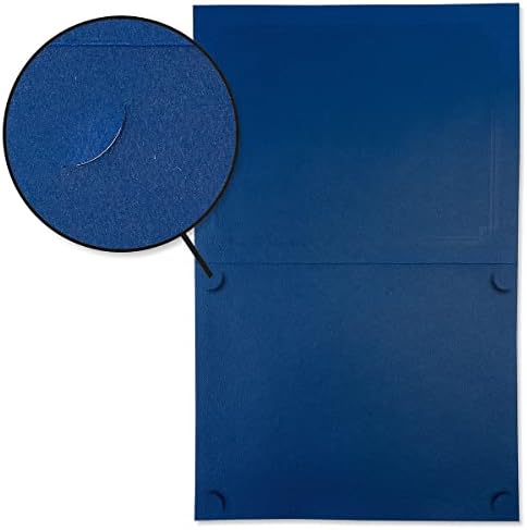 Pasta de certificado azul simples - estoque de tampa de linho - Conjunto de 50, 9-1/2 x 12 dobrado com cantos Diecut em 80 lb.
