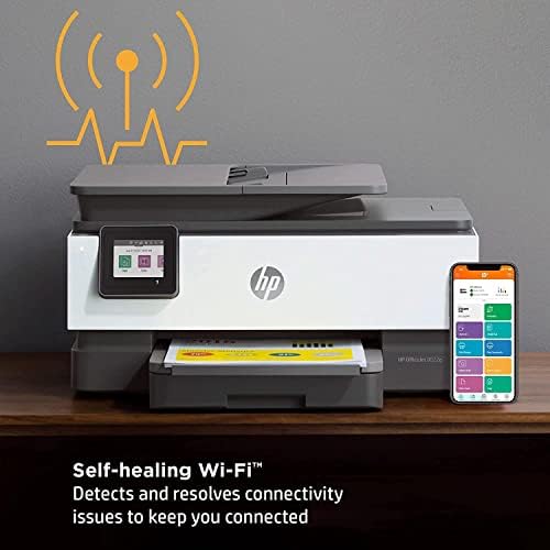 HP OfficeJet 8022e All-in-One sem fio impressora de jato de tinta sem fio, fax de cópia impressa, 35 folhas ADF, tela de toque, conectividade USB WiFi, preto e branco