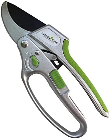 Guru do jardim 2 em 1 A poda de poda de poda de raça Clippers - 4x Power - Ratcheting Garden Anvil podres Scissors