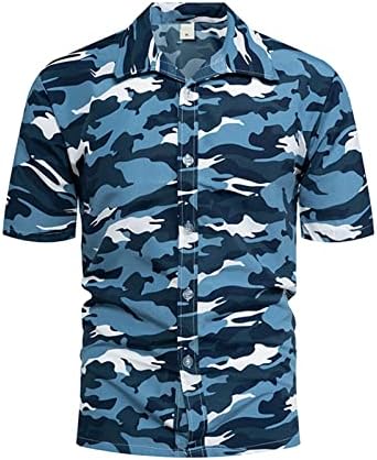 Camisas de férias para homens 1950 Hawaiian Vintage Button Down Down Sleeve Manga Camisetas rápidas Tropical Aloha Camisetas muito