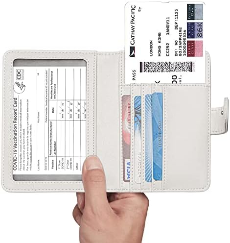 Combo de passaporte e portador de cartões de vacina, RFID Bloqueio de passaporte Case de couro Documentos de viagem Protetor de organizador para mulheres e homens carteira de passaporte