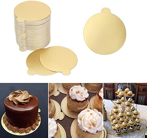 Darnell Nehemiah 100pcs/set redond mousse bolo placas de papel de ouro cupcake de cupcake exibe