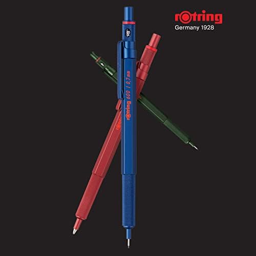 Rotring 600 lápis mecânico Hb 0,7 mm vermelho All-Metal Metal Barrel Hexagonal